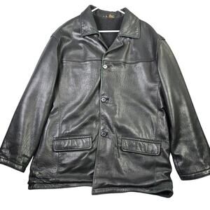Vintage Reed Reversible Leather & Fleece Jacket Men's Medium Black Mid Length